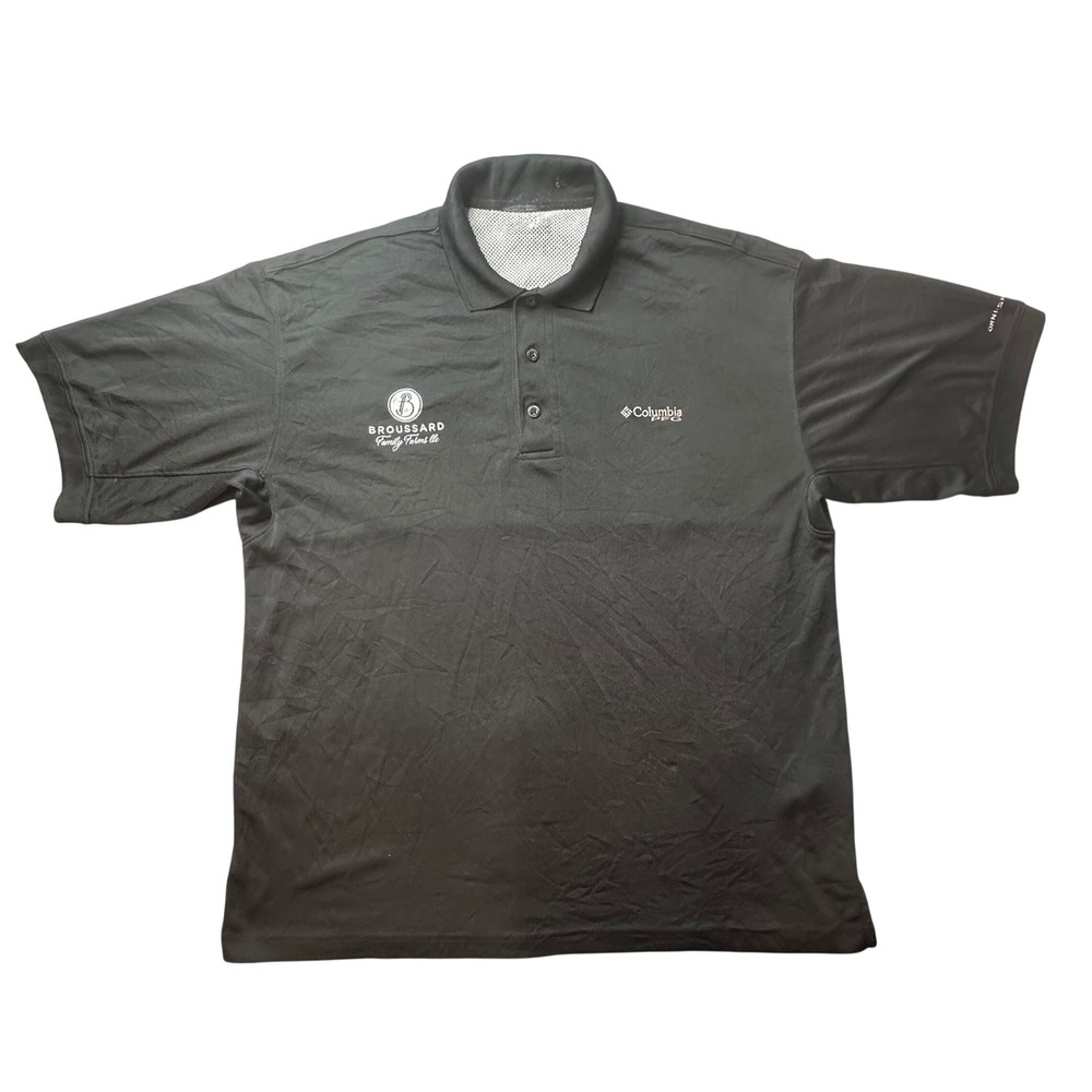Columbia Polo Shirt Mens‎ XL Black PFG Omni-Shade Broussard Family Farms Vented